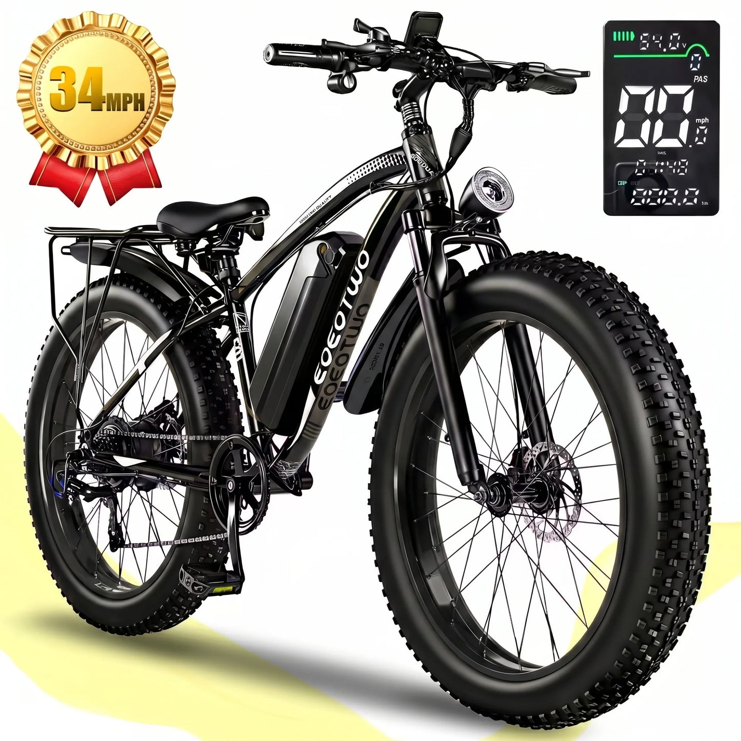 EOEOTWO 1500W Electric Bike 48V Fat Tire Ebike 34MPH