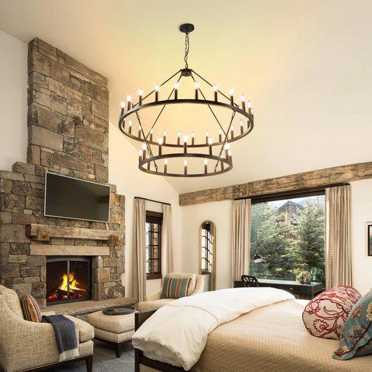 47'' Extra Large Wagon Wheel Chandelier