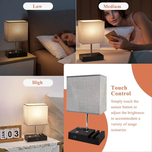 15.7" Bedside Table Lamp for Bedroom