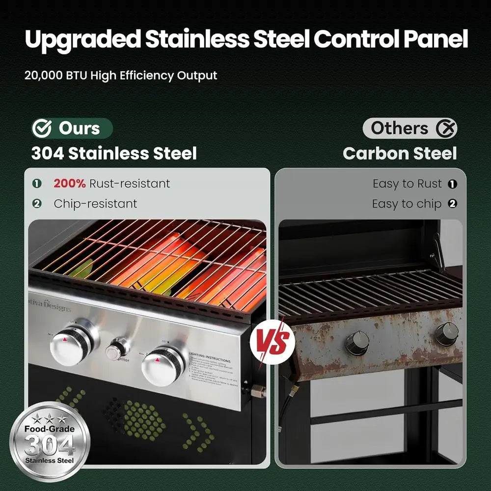 2 Burner Griddle Grill Combo