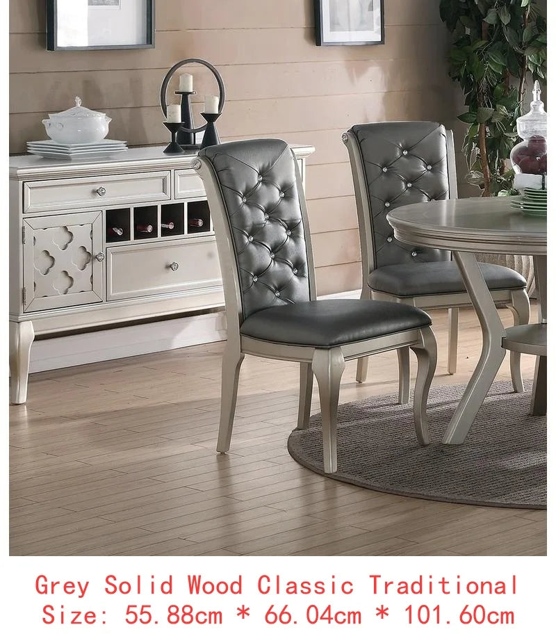 7pc Glass Dining Table Set Tufted Side Chairs