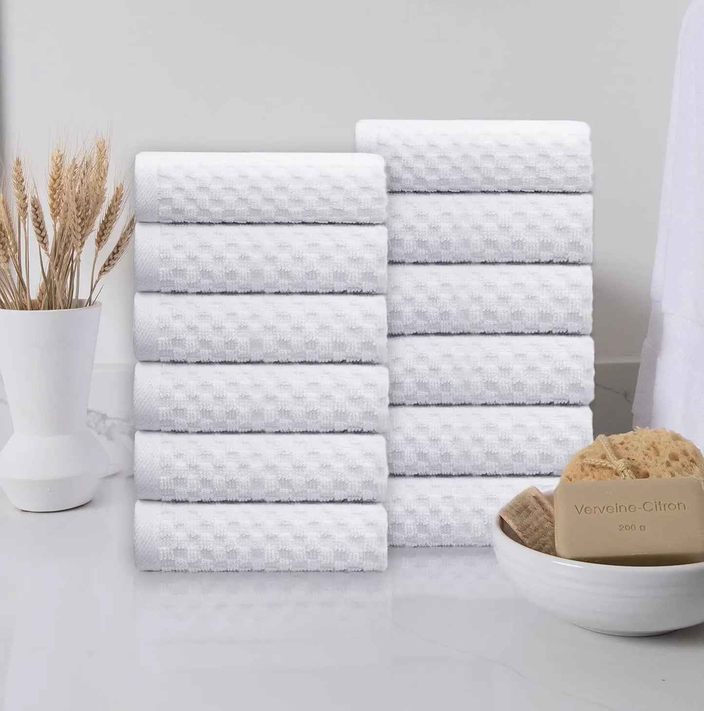 12 Luxury Cotton Waffle Wash Cloths