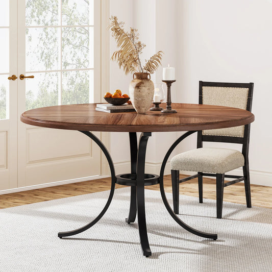 47" Farmhouse Round Dining Table For 4 People