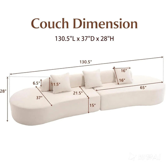 130” Boneless Sectional Couches