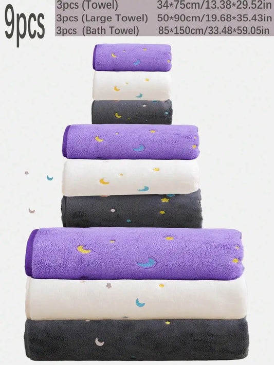 Purple Coral Fleece Towel Set