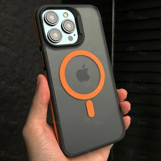 Bicolor Matte Frosted Magnetic Phone Case For iPhone