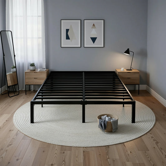 Heavy-Duty Metal Bed Frame With Storage