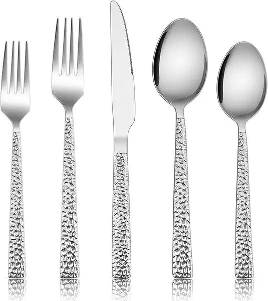 Hammered Silverware Set 40-Piece