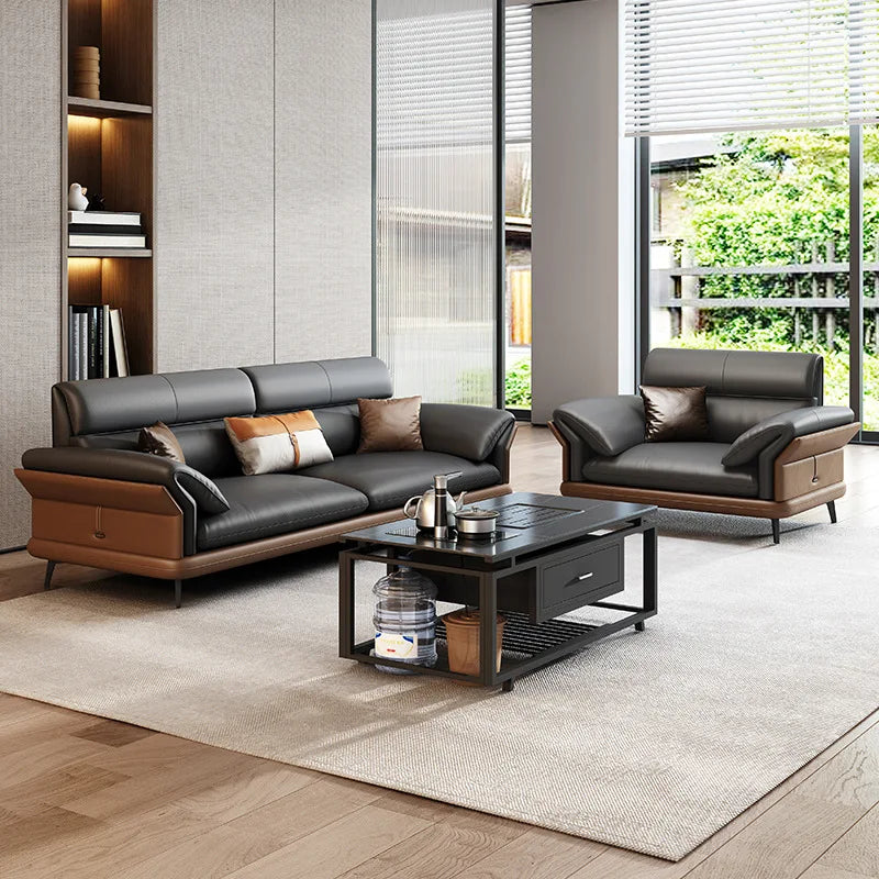 Sofa Leather Coffee Table Combination Set