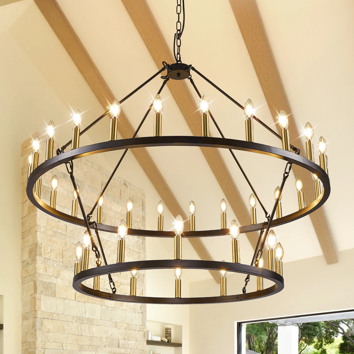 47'' Extra Large Wagon Wheel Chandelier