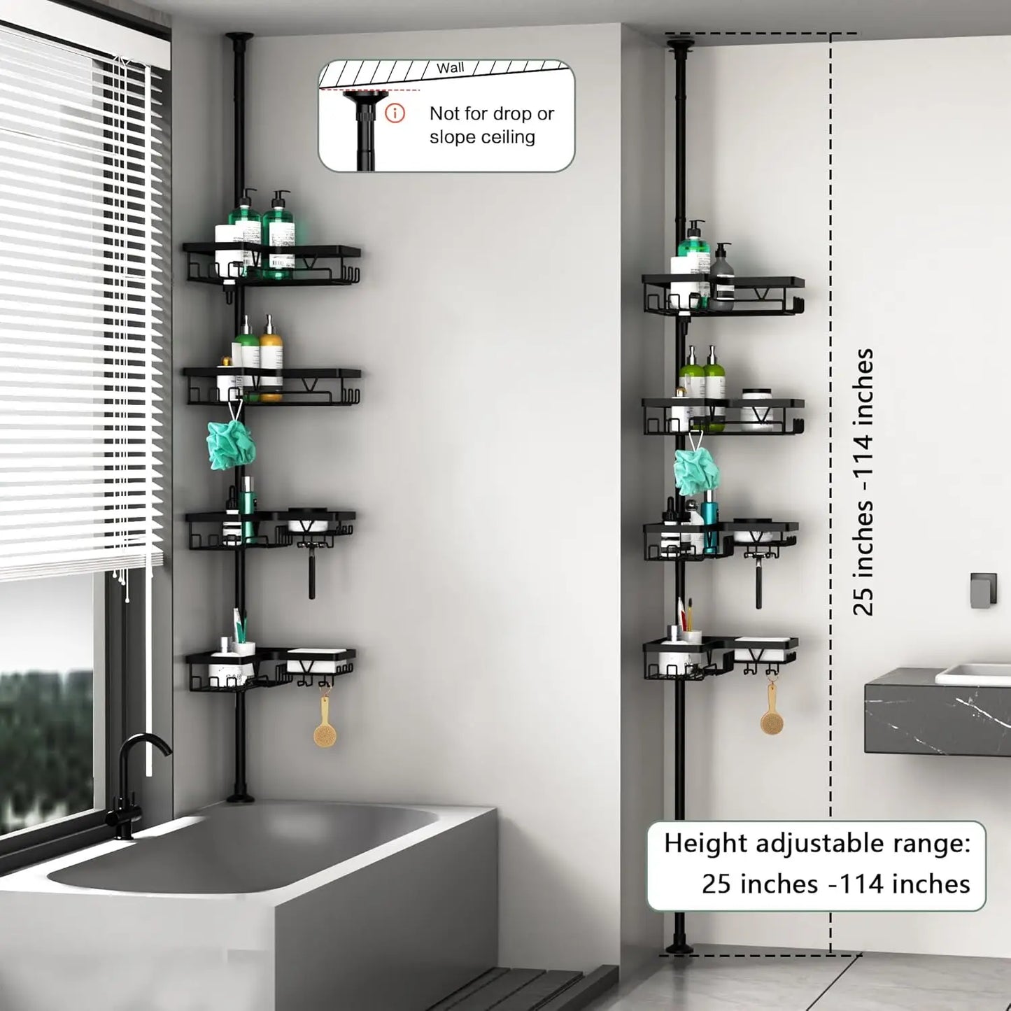 4-Tier Stainless Steel Adjustable Shower Caddy