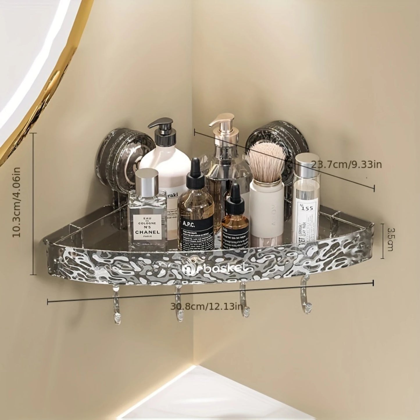 1pc Water Ripple Bathroom Suction Cup Triangle Shelf