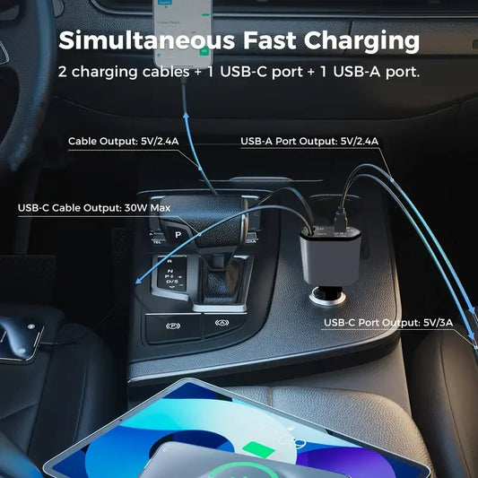 120W Car Charger Cigarette Lighter Adapter