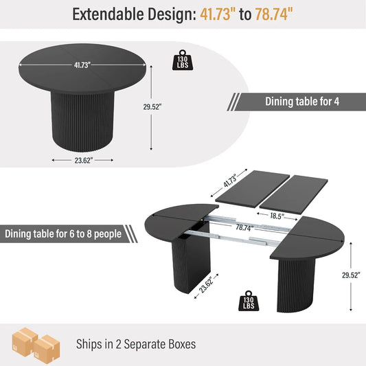Extendable Dining Table 41-78in