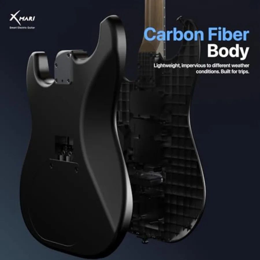 Smart electric guitar for live performance and home practice, carbon fiber body, black, built-in DSP effects with 4 presets, US