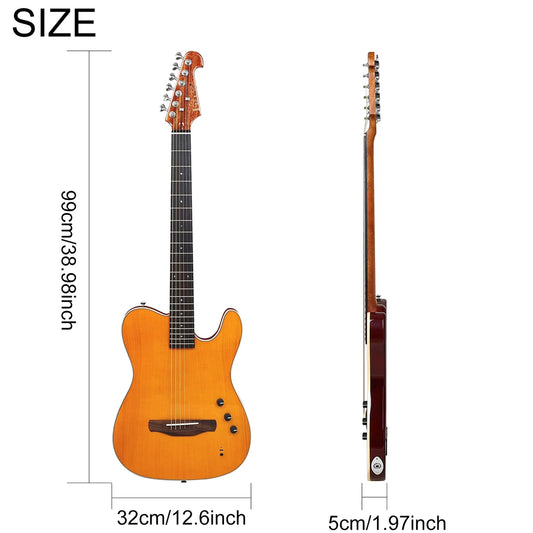 IRIN R3 Electric Acoustic Guitar 22-Fret 39 Inch 6 String Silent Smart Guitar Thin Body Spruce Panel Silent Folk Guitar with Bag