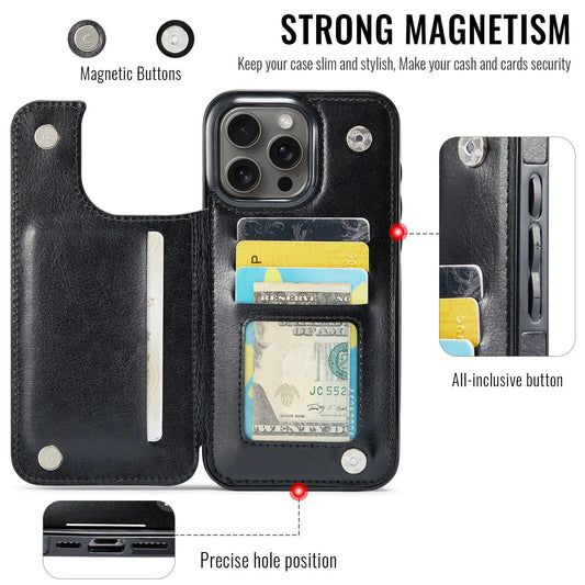 Leather Wallet Card Holder Case iPhone Pro Max