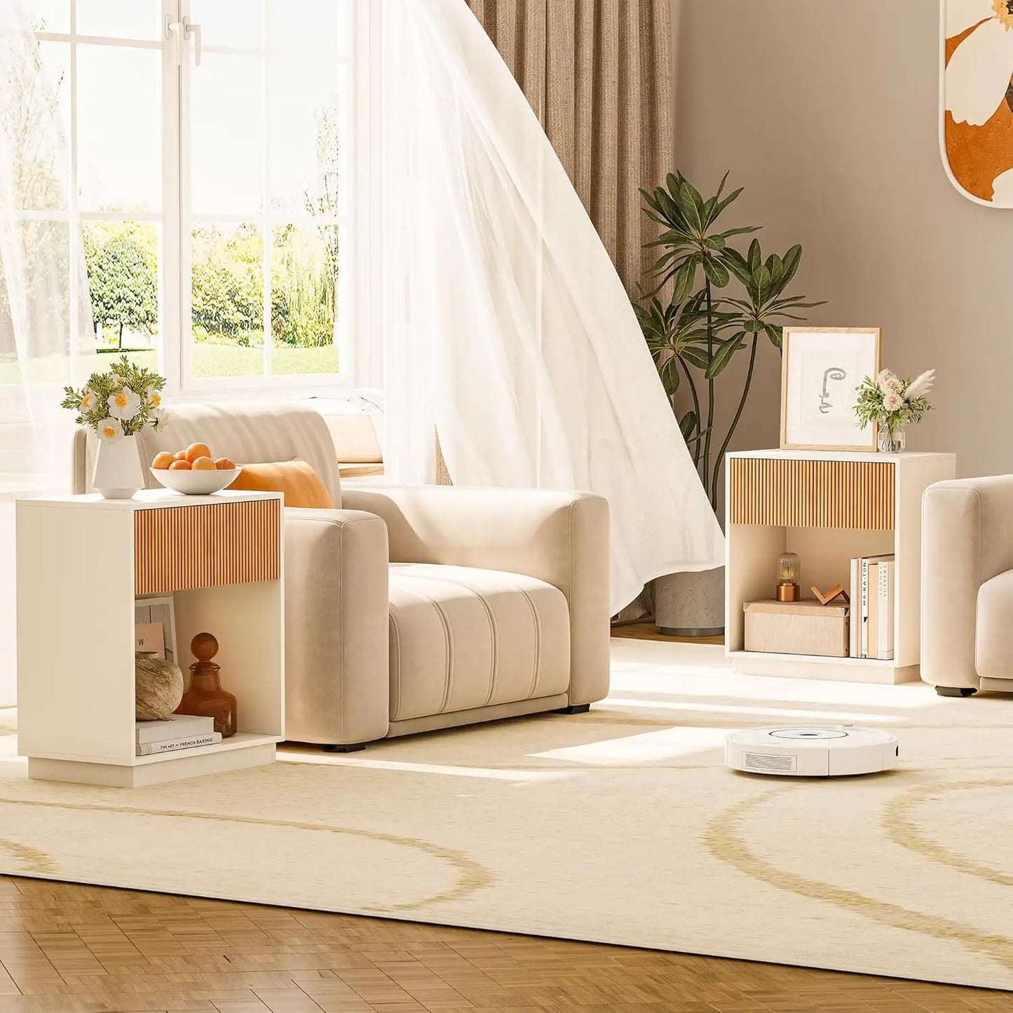 Modern Fluted Nightstand Set