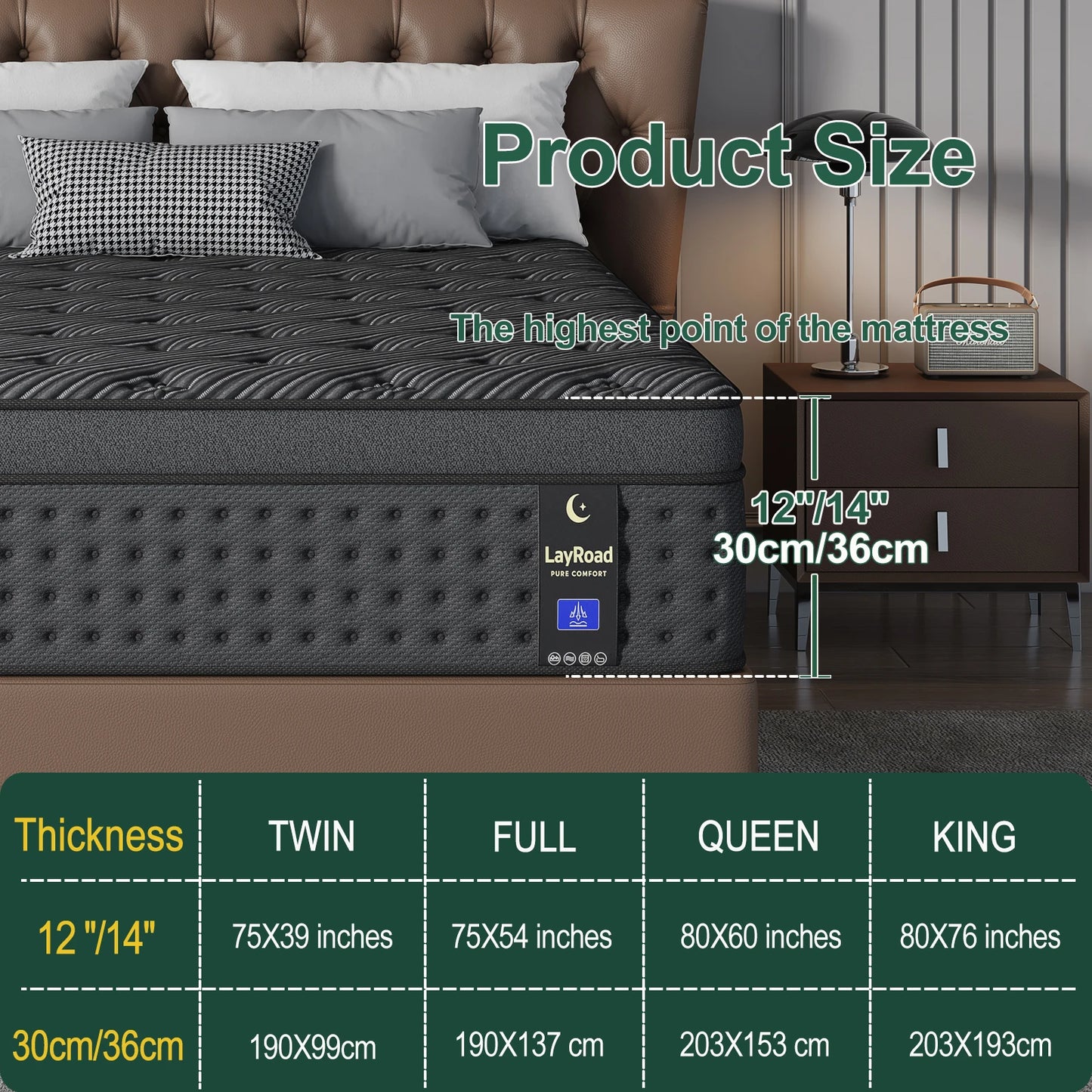 12"14" Mattress Hybrid Memory Foam