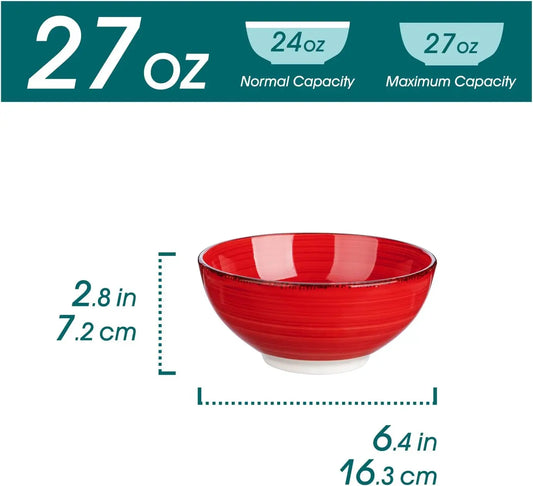 Set Of 6 Colorful Ceramic Soup Bowls