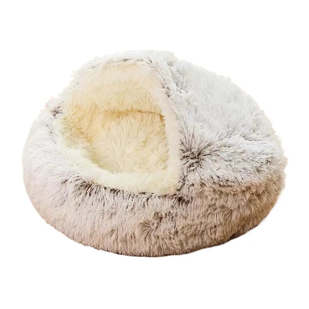 Winter Plush Round Cat Bed
