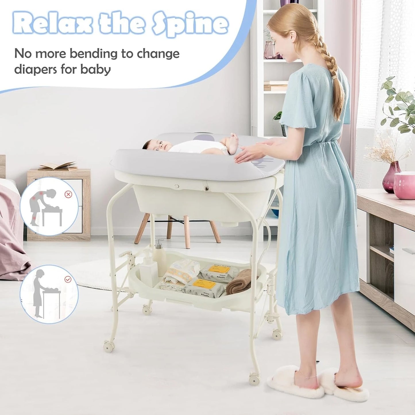 2 in 1 Changing Table with Bath Tub Unit