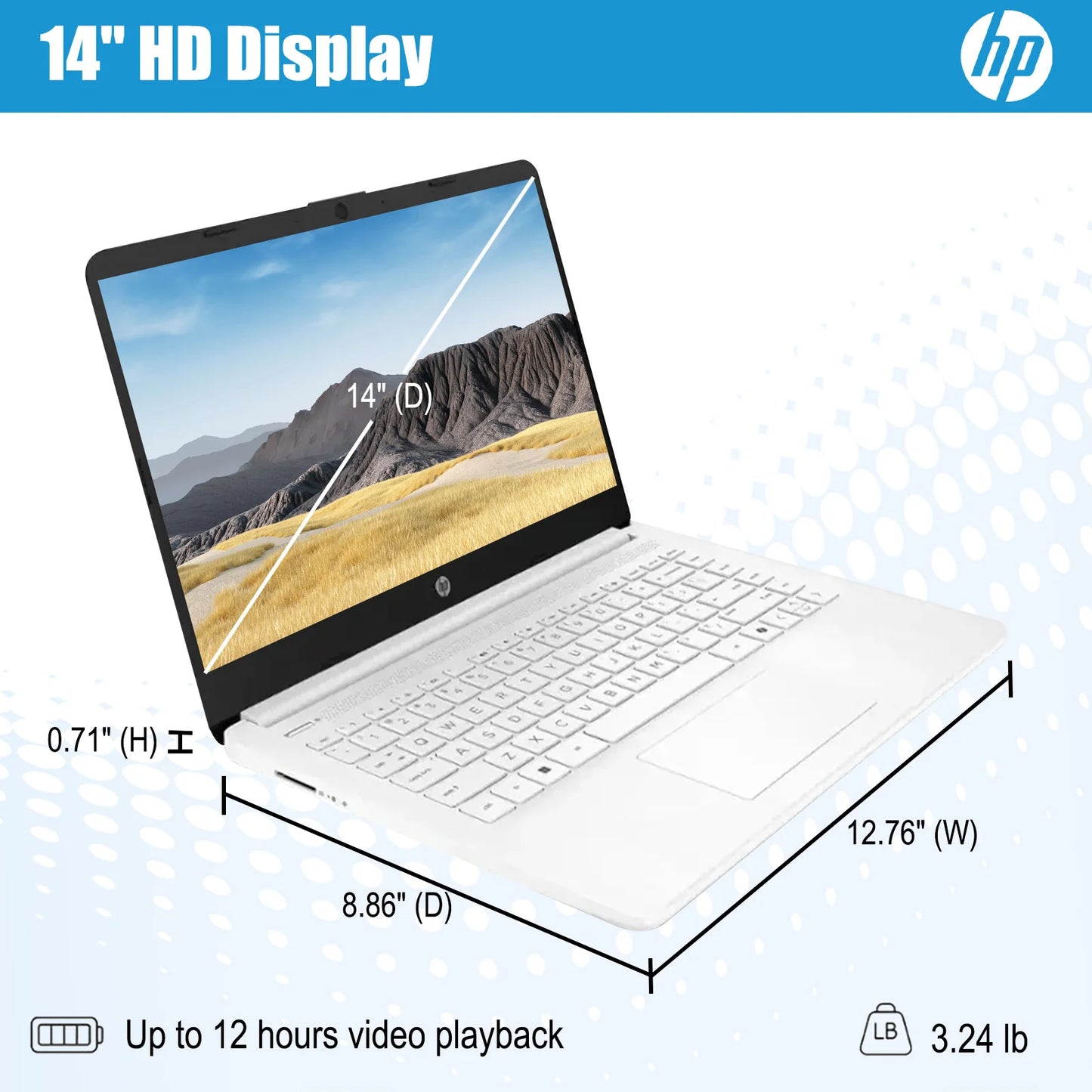 HP 14" Laptop, Intel Celeron N4500