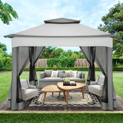 11x11ft Pop Up Gazebo Pavilion With Mosquito Netting