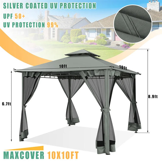 10×10 Gazebo with Cold-Proof Curtains Netting