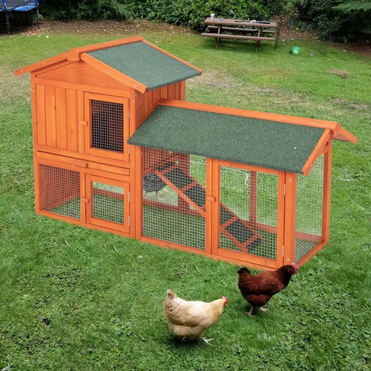 Wooden Hutch Pet Cage w Backyard