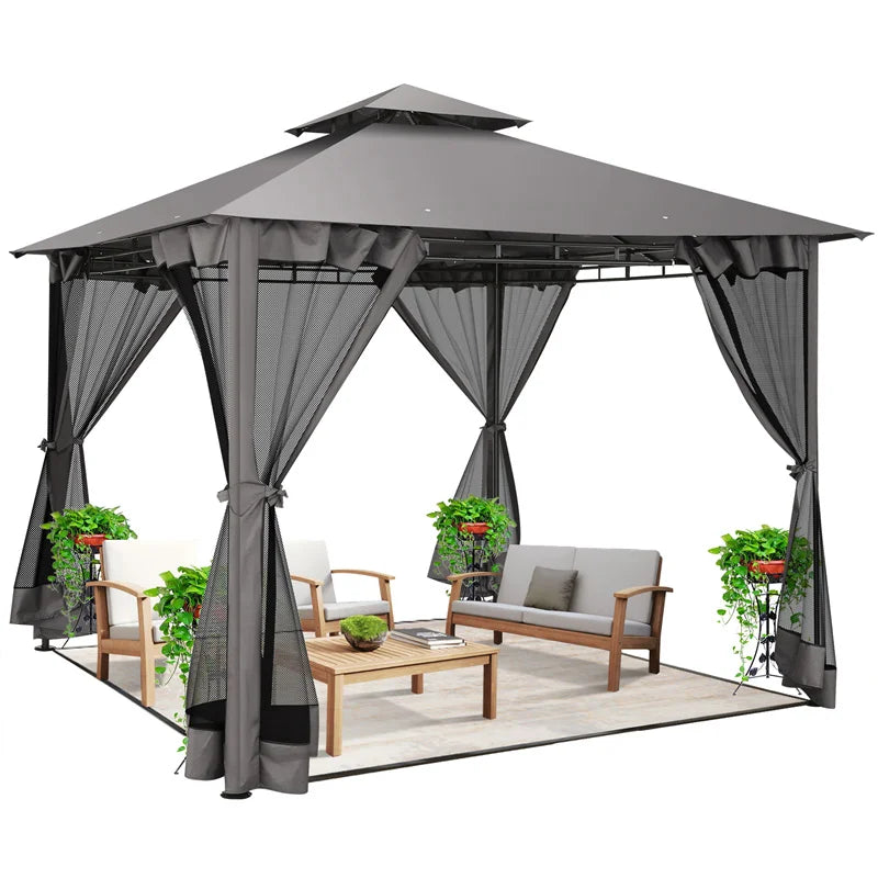 10×10 Gazebo with Cold-Proof Curtains Netting