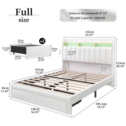 LED Bed Frame with Drawers