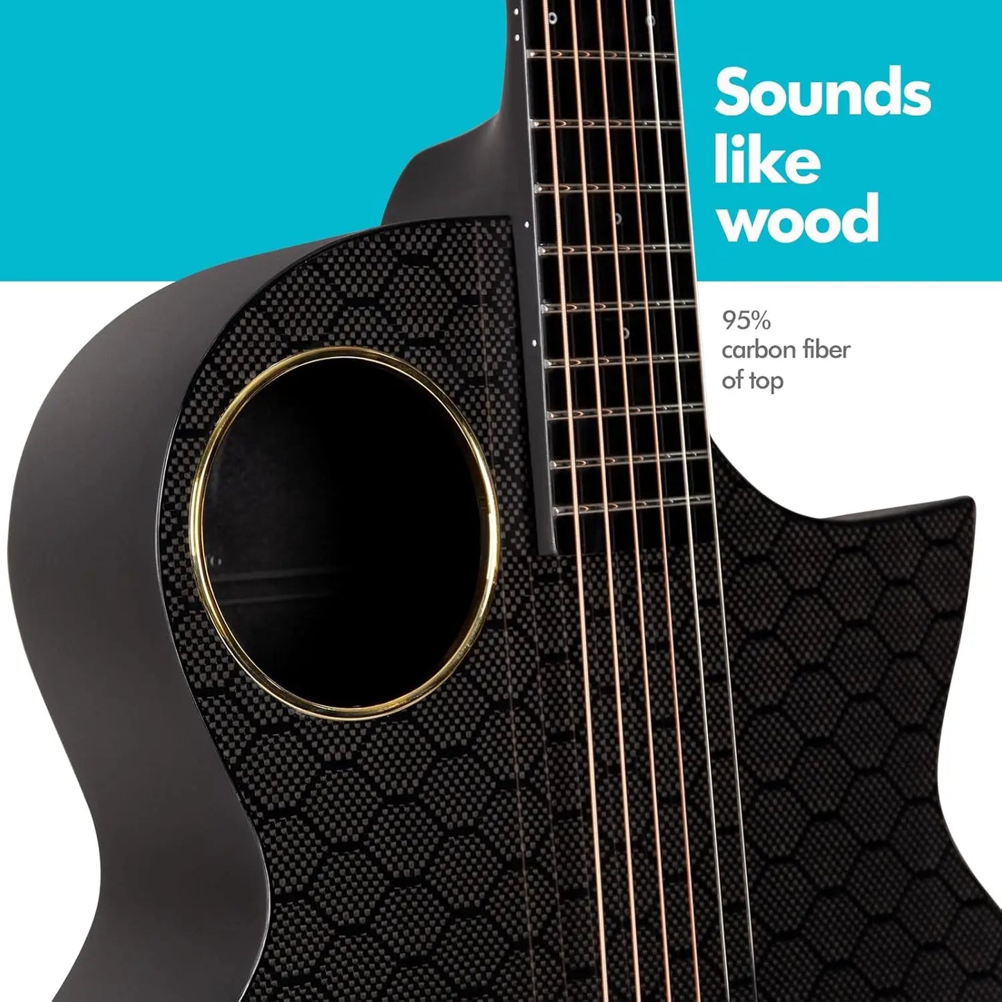Enya Carbon Fiber Acoustic Electric Guitar with Hard Case, Leather Strap, USB Type-C Cable and Instrument, X4 Pro