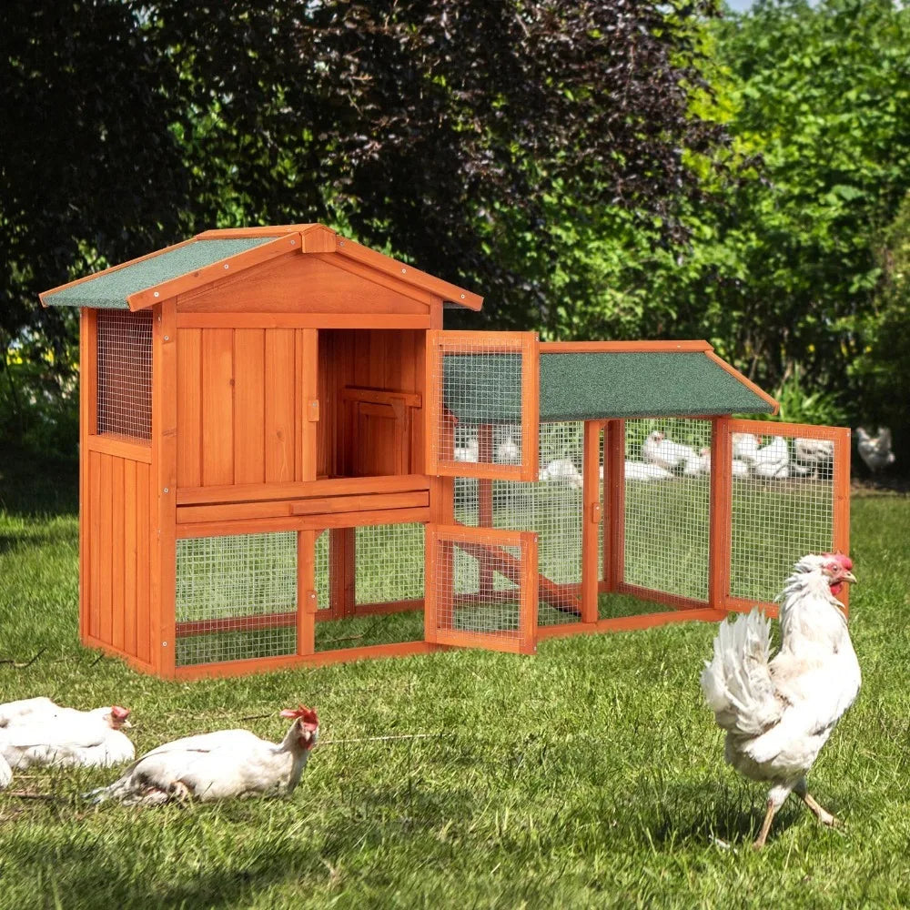 Wooden Hutch Pet Cage w Backyard