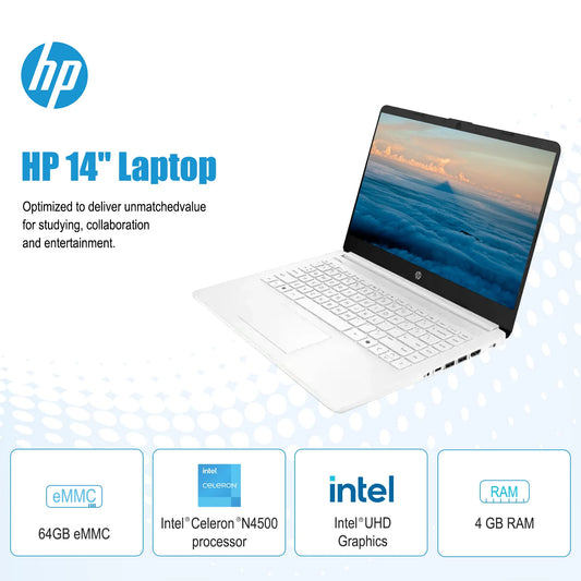 HP 14" Laptop, Intel Celeron N4500