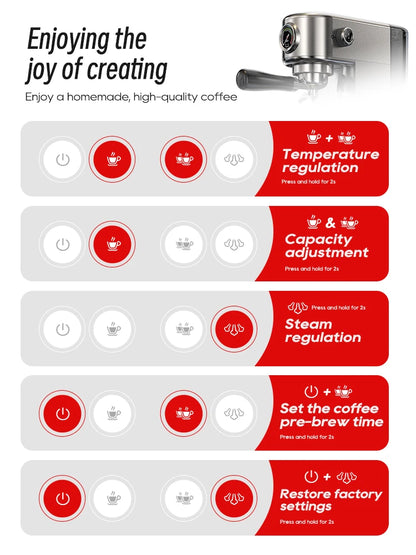 Espresso Coffee Machine Temperature Adjustable Cold Hot