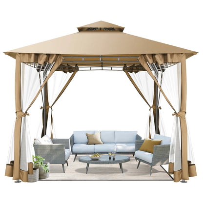 10×10 Gazebo with Cold-Proof Curtains Netting