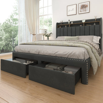 LED Bed Frame with Drawers