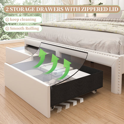 LED Bed Frame with Drawers