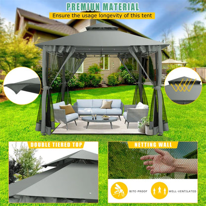 10×10 Gazebo with Cold-Proof Curtains Netting