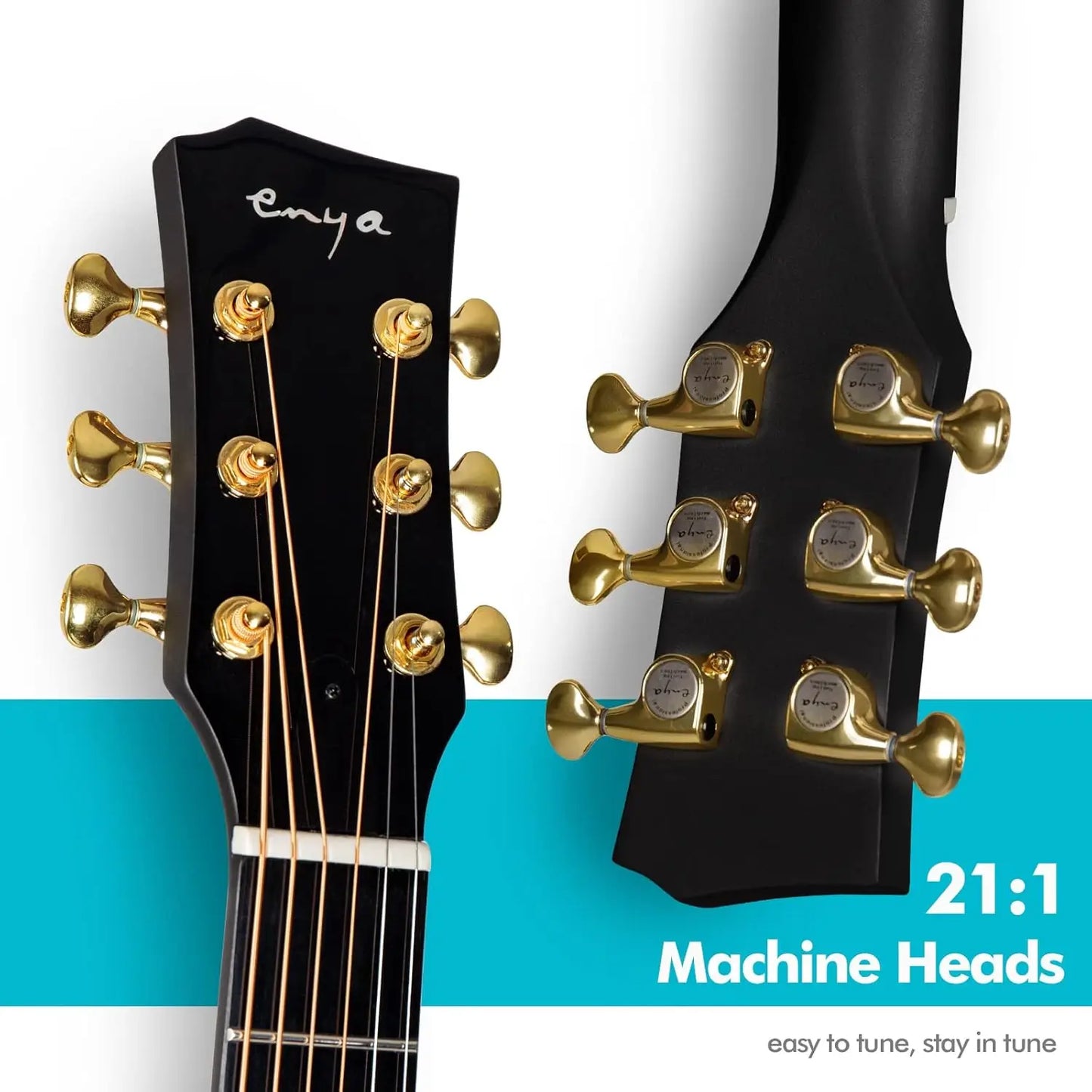 Enya Carbon Fiber Acoustic Electric Guitar with Hard Case, Leather Strap, USB Type-C Cable and Instrument, X4 Pro