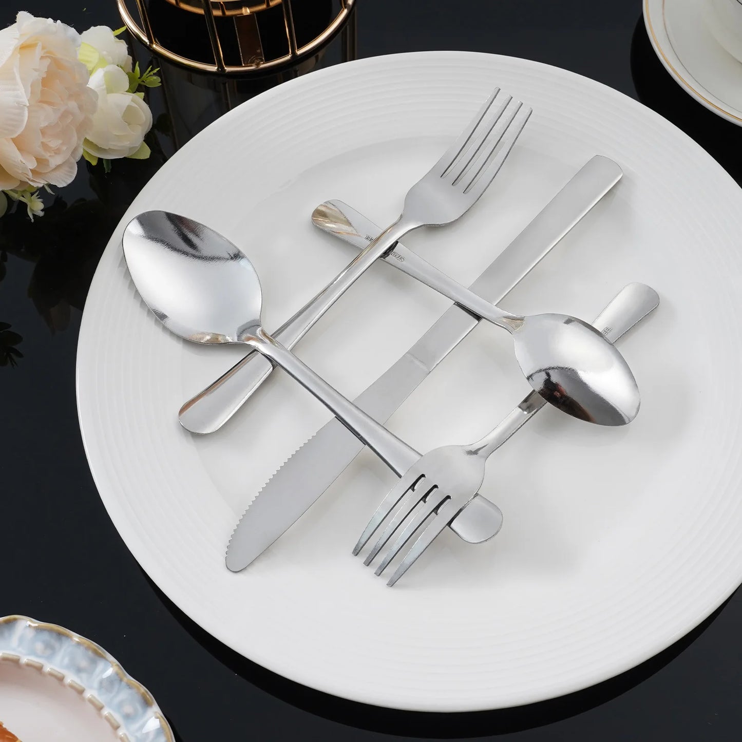 HANSMART 60Pcs Stainless Steel Flatware Set