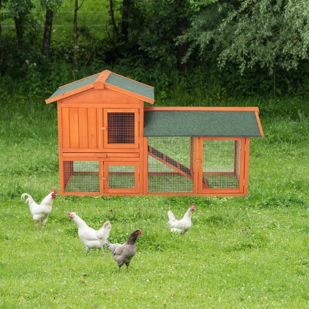 Wooden Hutch Pet Cage w Backyard