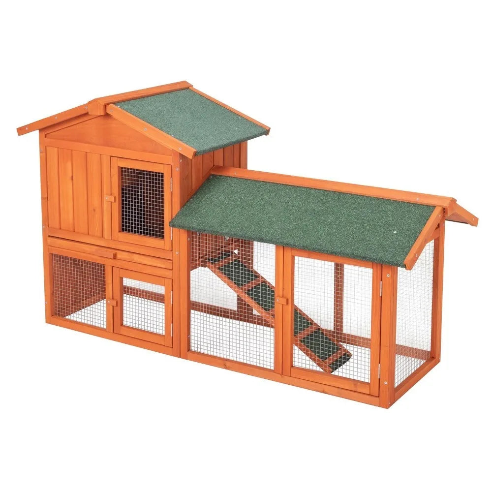 Wooden Hutch Pet Cage w Backyard