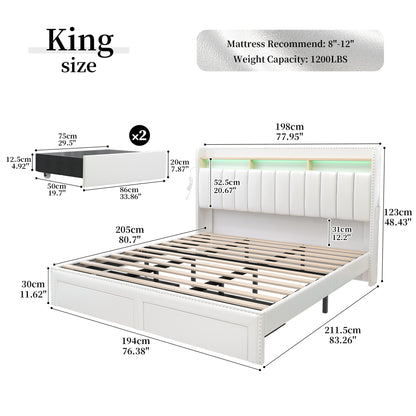 LED Bed Frame with Drawers