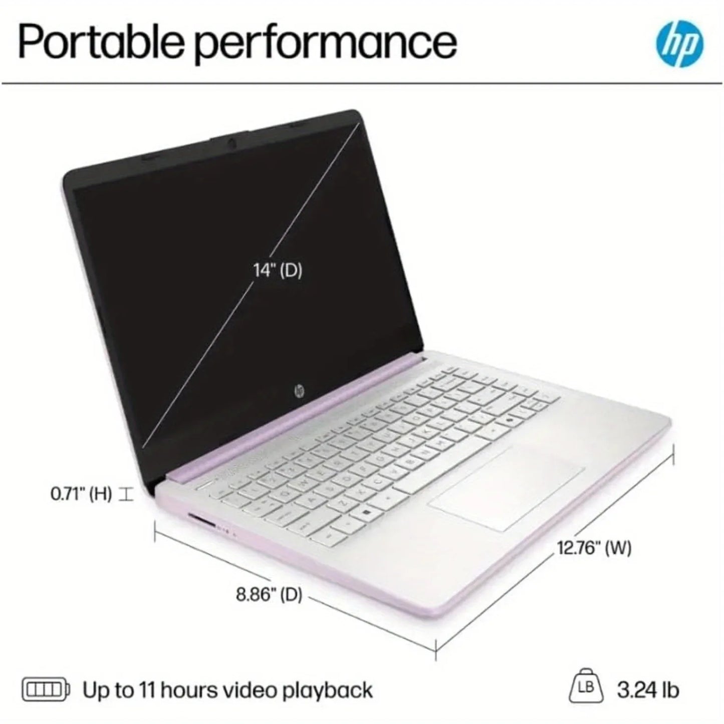 HP 14" HD Business Laptop, Intel Processor N150