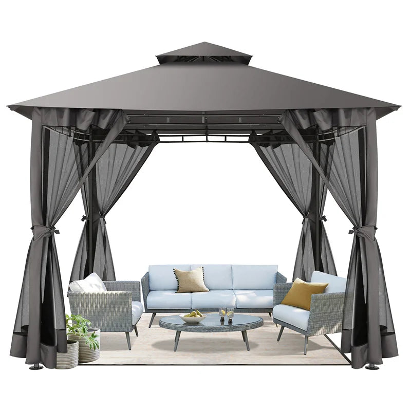10×10 Gazebo with Cold-Proof Curtains Netting