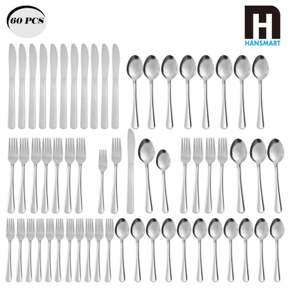 HANSMART 60Pcs Stainless Steel Flatware Set