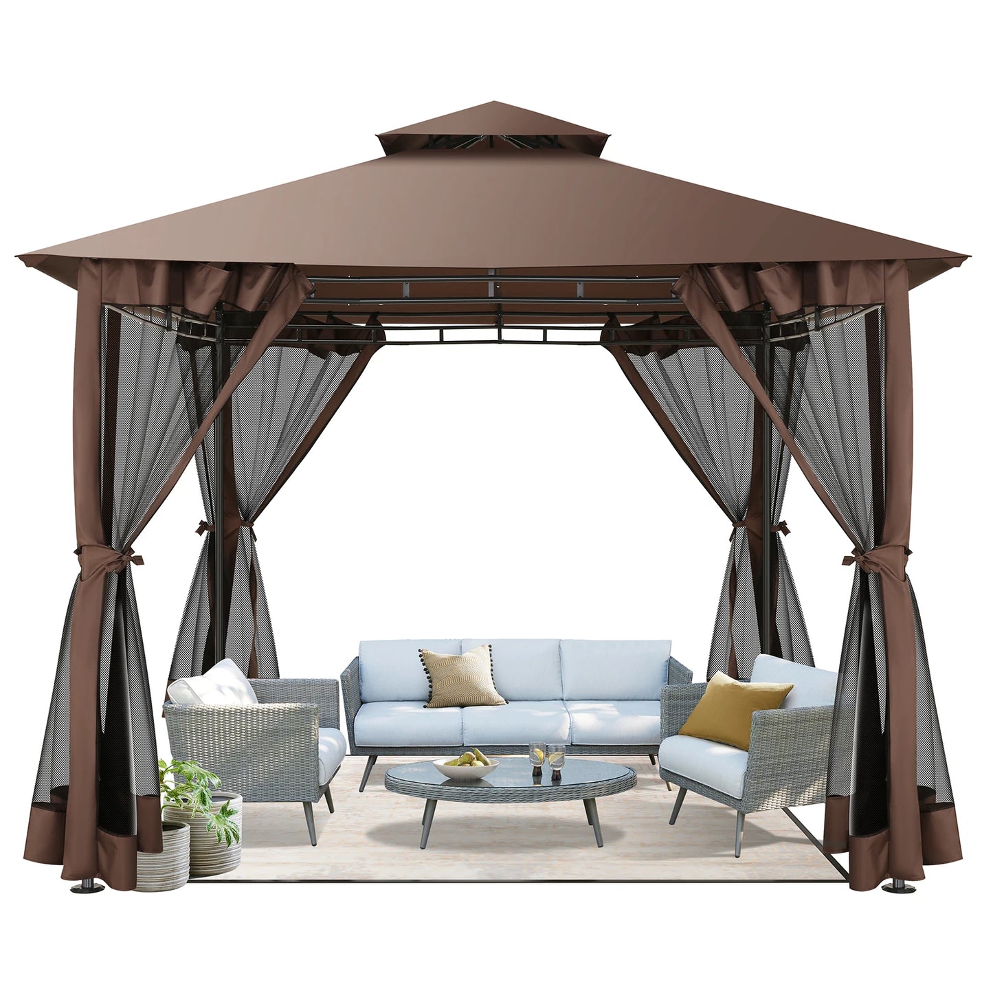 10×10 Gazebo with Cold-Proof Curtains Netting