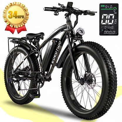 EOEOTWO 1500W Electric Bike 48V  Fat Tire Ebike 34MPH